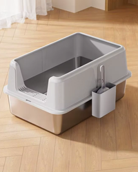 Letty Pet - lettiera in acciaio inox per gatti semi-chiusa