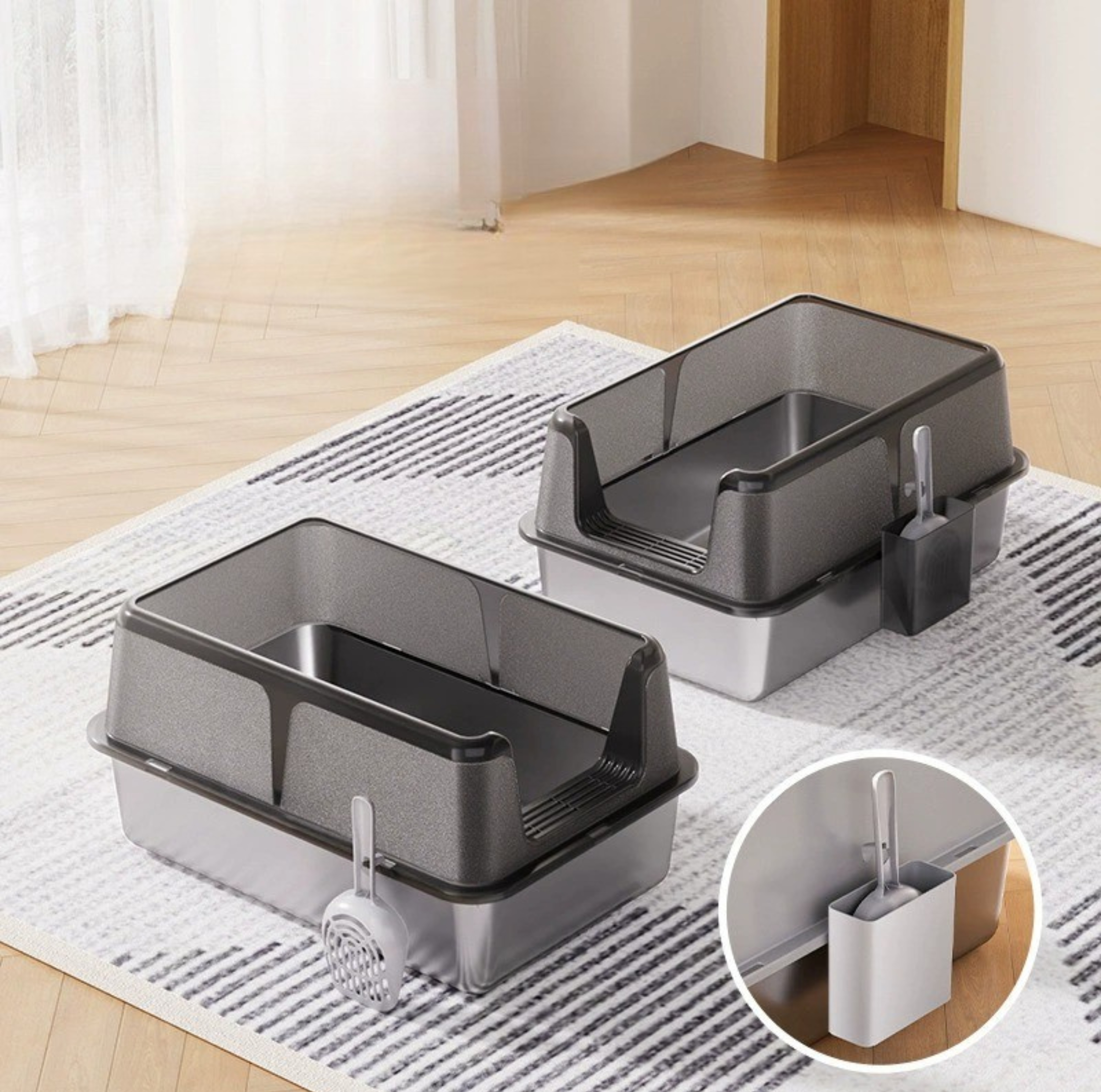 Letty Pet - lettiera in acciaio inox per gatti semi-chiusa