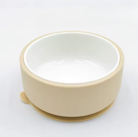 Pretty Bowl Ceramic- Ciotola 2 in 1 in ceramica e silicone alimentare con ventosa antiribaltamento