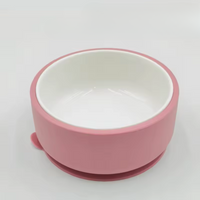 Pretty Bowl Ceramic- Ciotola 2 in 1 in ceramica e silicone alimentare con ventosa antiribaltamento