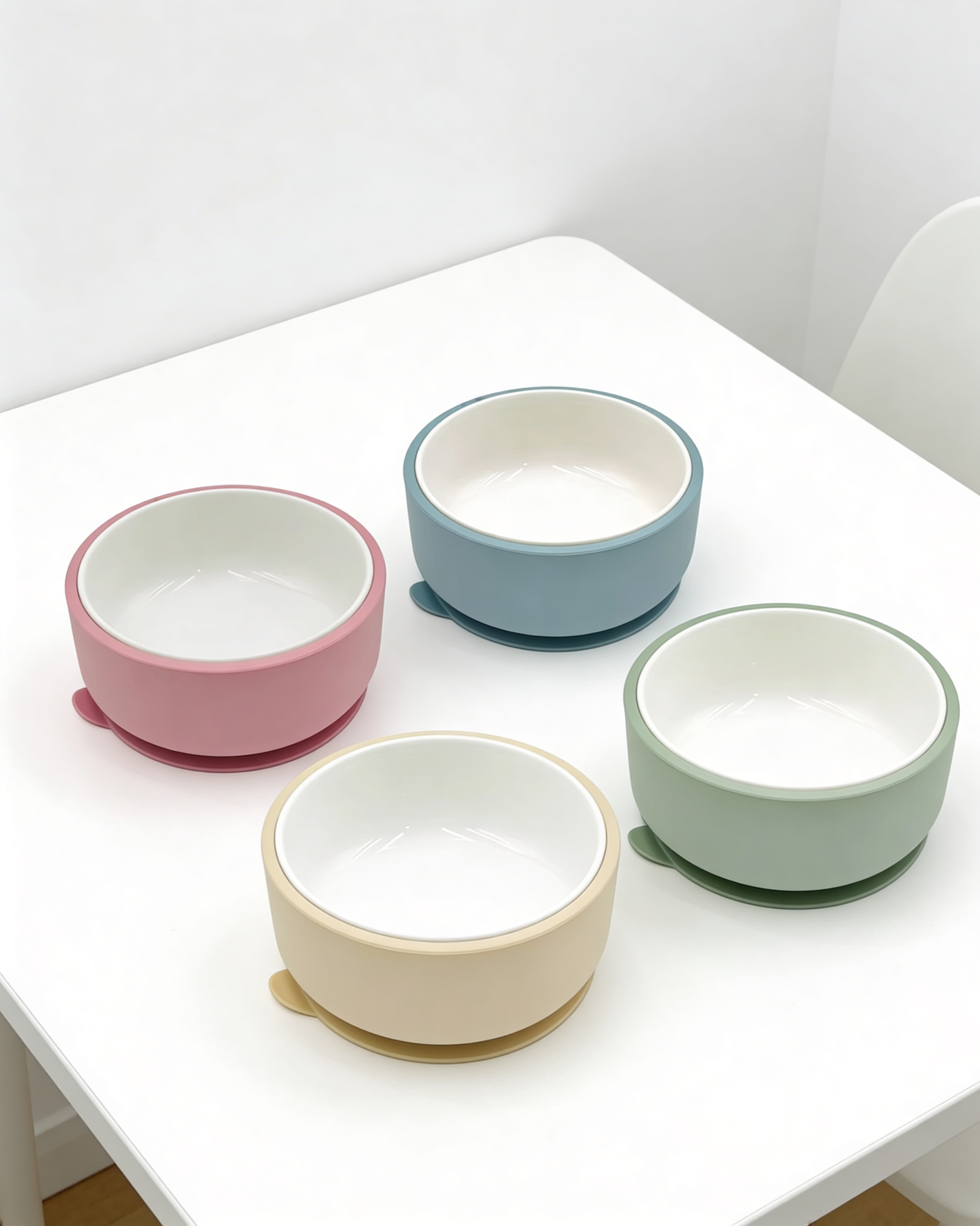 Pretty Bowl Ceramic- Ciotola 2 in 1 in ceramica e silicone alimentare con ventosa antiribaltamento