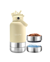 Ronny Steel Water - Borraccia 3 in 1 con doppia ciotola 1L