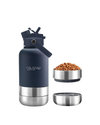 Ronny Steel Water - Borraccia 3 in 1 con doppia ciotola 1L