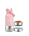 Ronny Steel Water - Borraccia 3 in 1 con doppia ciotola 1L